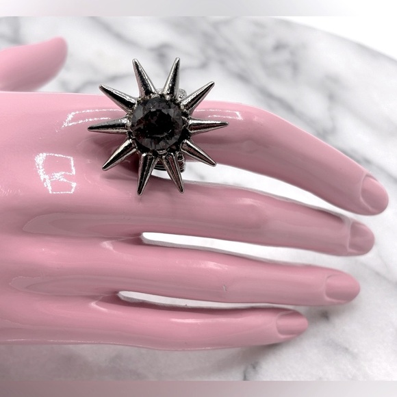 Gothic Grunge Sun Moon Spike‎ Modern Space Jewelry Crystal Spike Ring - Picture 1 of 7
